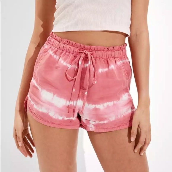 American Eagle Outfitters Pants - American Eagle AEO Vacay Shorts Size Small Hi Rise Pink Tie Dye NWT